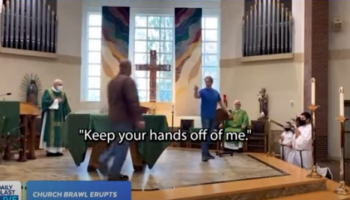 Man trespasses in pulpit